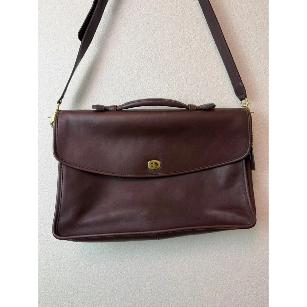 Vintage Coach Lexington Briefcase Mahogany Brown Leather Messenger Bag 5266